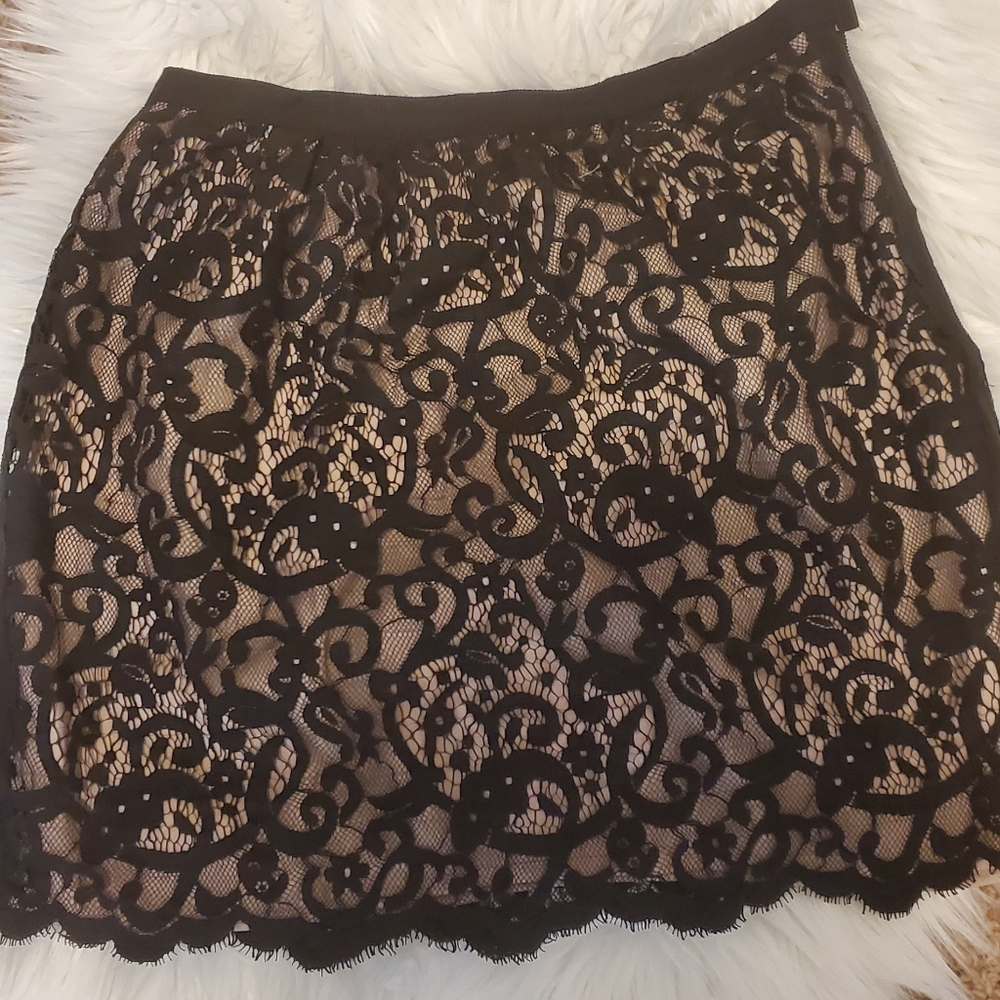 Black and Champagne Lace Skirt